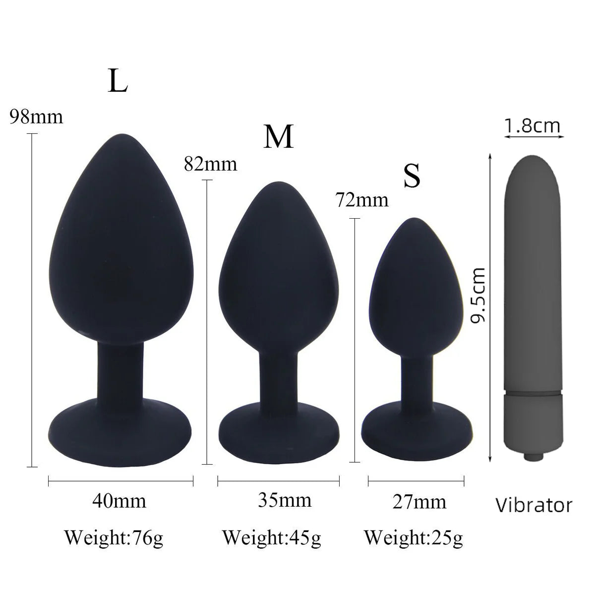 MultiSensual Vibe Pro – S+M+L+Vibrator - ButtPlugsLovers