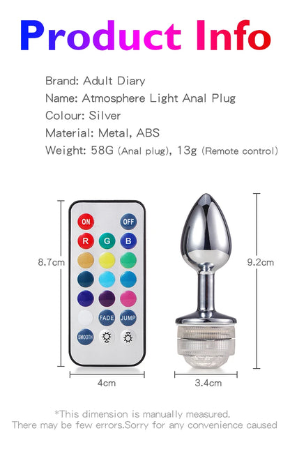 LumiPulse Draadloze Metalen Anale Buttplug met LED - ButtPlugsLovers