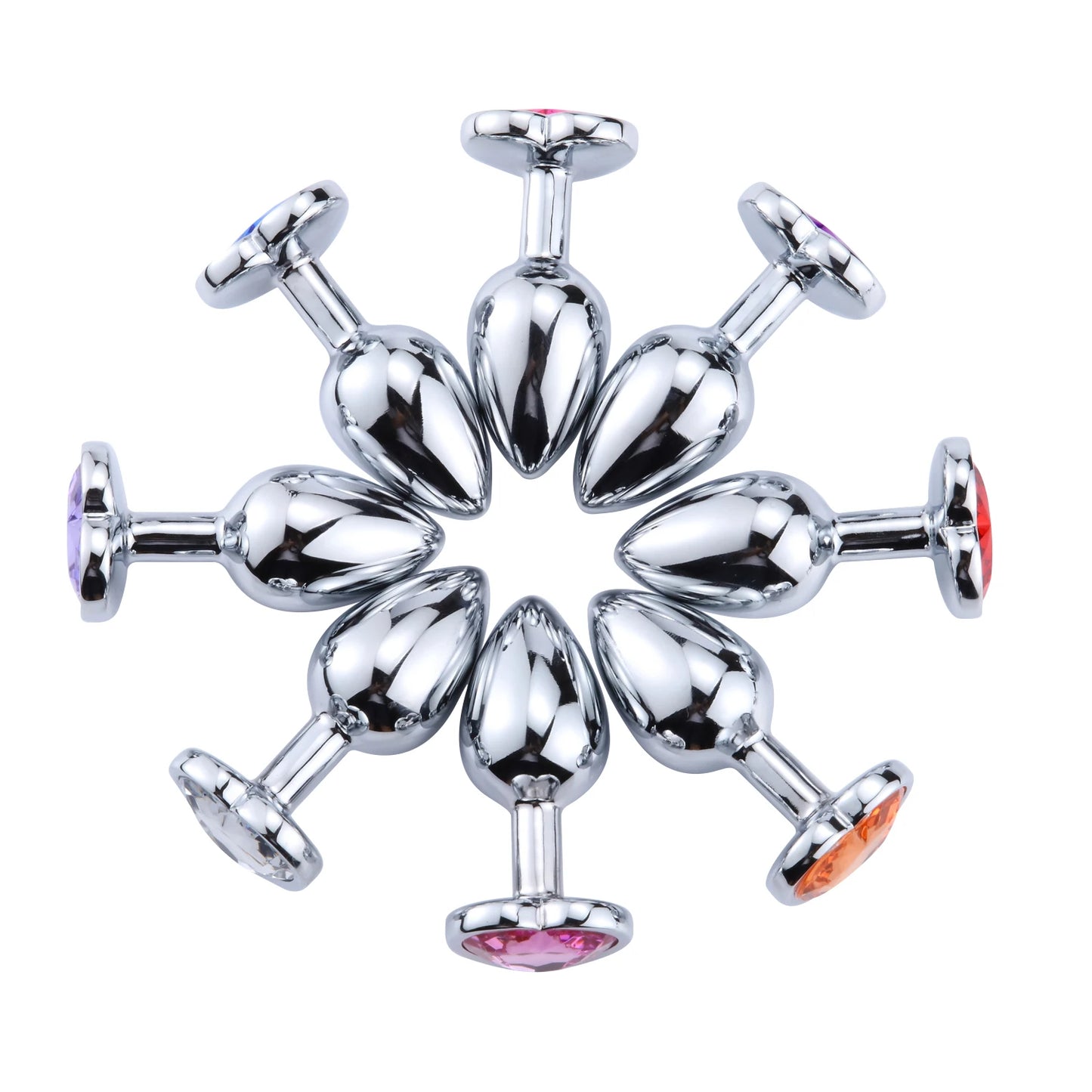 RVS Buttplug Set met Hartvormig Kristal – 3 Maten, Verwijderbaar Kristal - ButtPlugsLovers