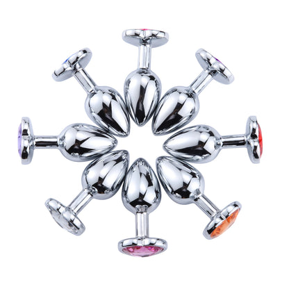 RVS Buttplug Set met Hartvormig Kristal – 3 Maten, Verwijderbaar Kristal - ButtPlugsLovers