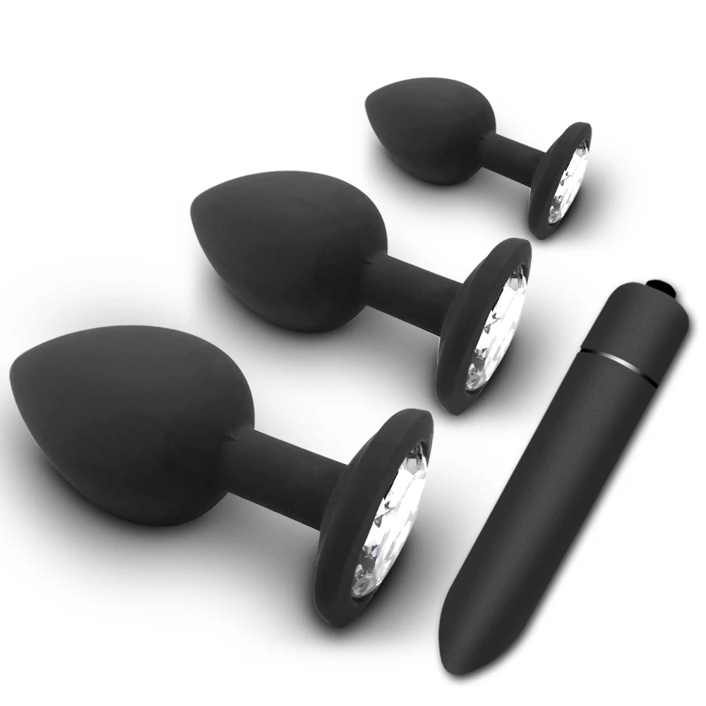 VibeQuad Pleasure Set - Combi Buttplugs M+Vibrator - ButtPlugsLovers