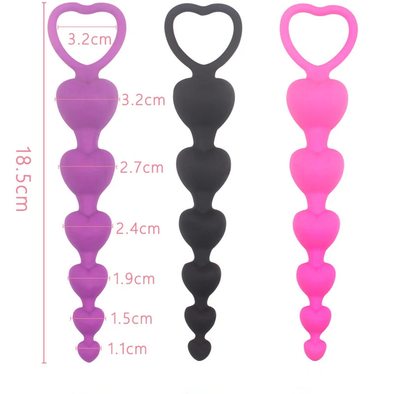 HeartBeads Silicone Buttplug - ButtPlugsLovers