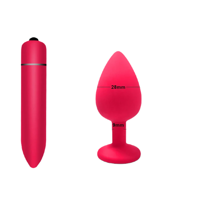 DoublePleasure Set - Sensational Buttplugs S+Vibrator - ButtPlugsLovers