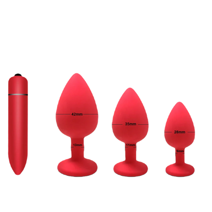 RedSations Buttplug Set - Ultiem Comfort S+M+L+Vibrator - ButtPlugsLovers