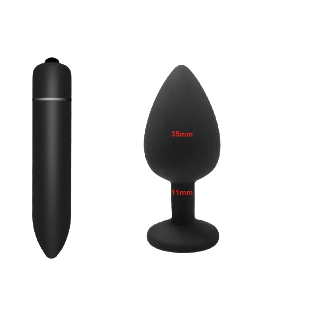 VibeQuad Pleasure Set - Combi Buttplugs M+Vibrator - ButtPlugsLovers