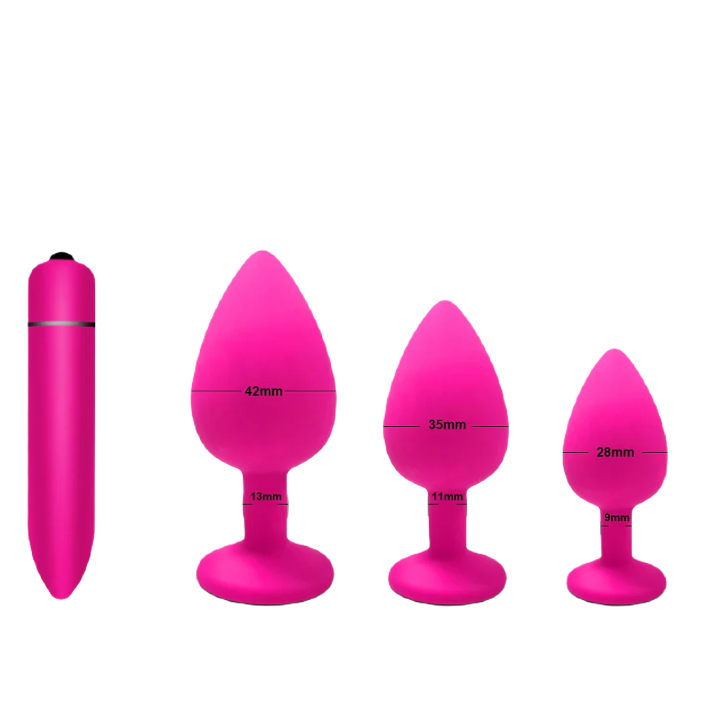 VibeFlex 4-Stuks Buttplugs - Sensual S+M+L+Vibrator - ButtPlugsLovers