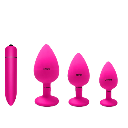 VibeFlex 4-Stuks Buttplugs - Sensual S+M+L+Vibrator - ButtPlugsLovers